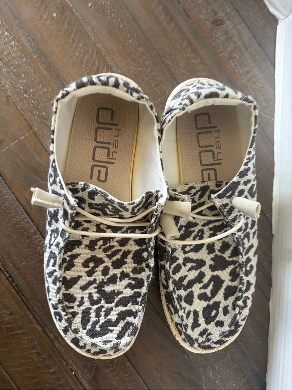 Hey Dude Women's Leopard Print Slip-On Flats - Black & Cream